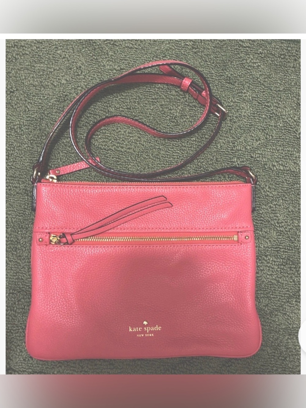 Kate Spade New York Coral Pink Pebbled Leather Crossbody Bag Adjustable Strap - Picture 3 of 11